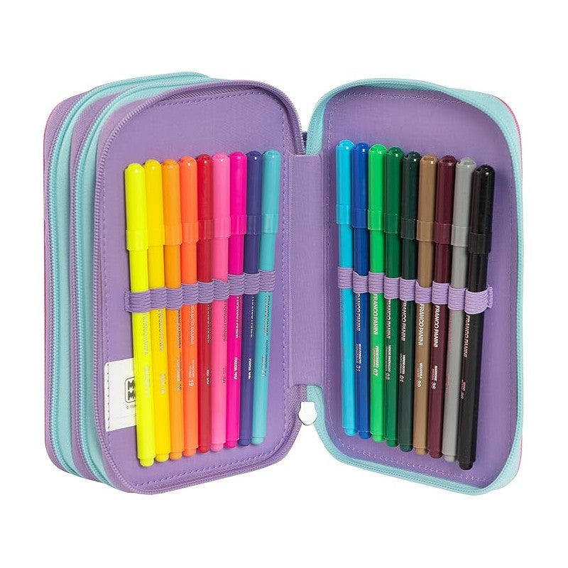 Astuccio 3 Zip Mofu Mofu Unicorno Lilla