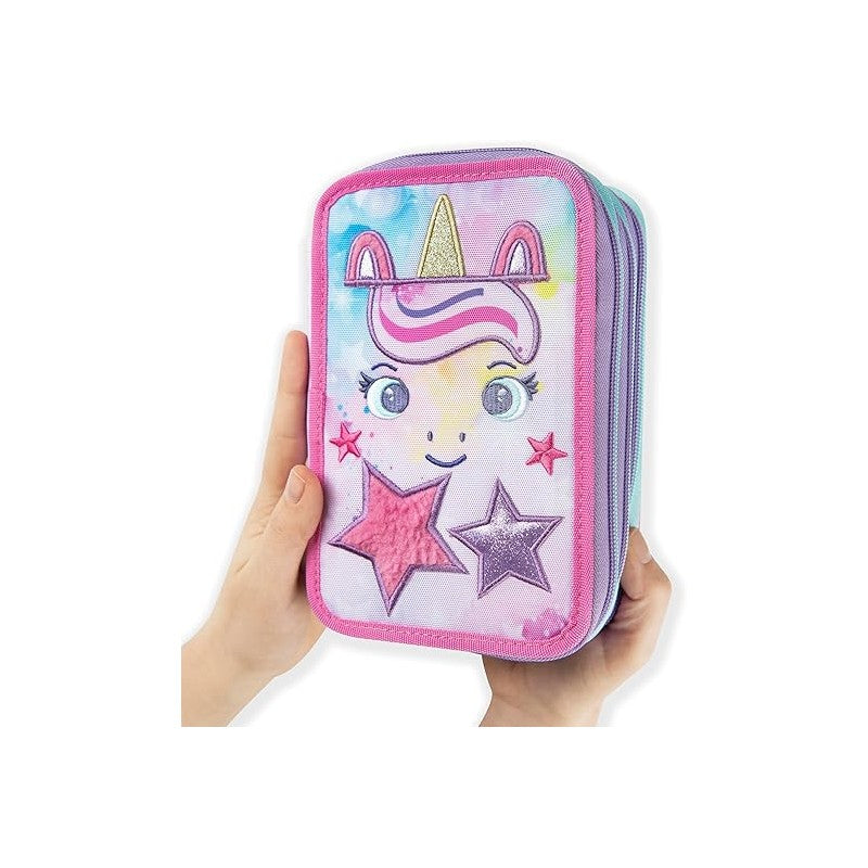 Astuccio 3 Zip Mofu Mofu Unicorno Lilla