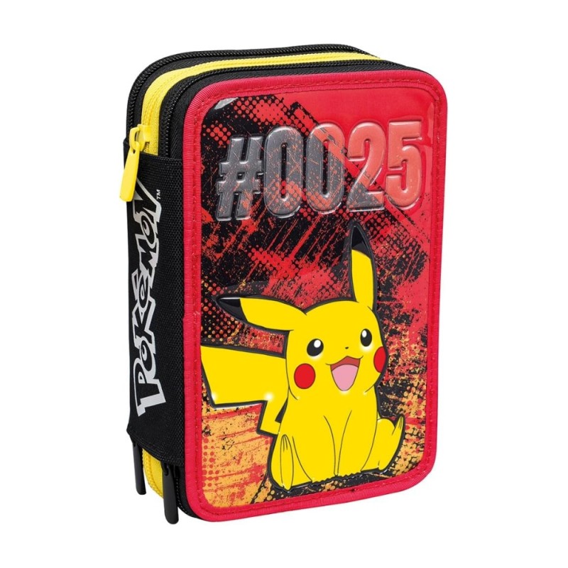 Astuccio 3 Zip Pokemon Pikachu -  Seven