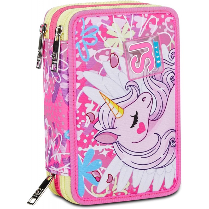 Astuccio 3 Zip Sj Gang Unicorn Led Girl