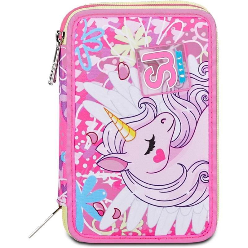 Astuccio 3 Zip Sj Gang Unicorn Led Girl