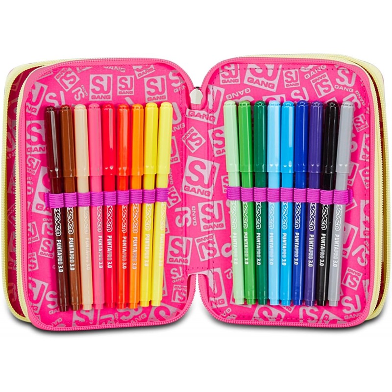 Astuccio 3 Zip Sj Gang Unicorn Led Girl