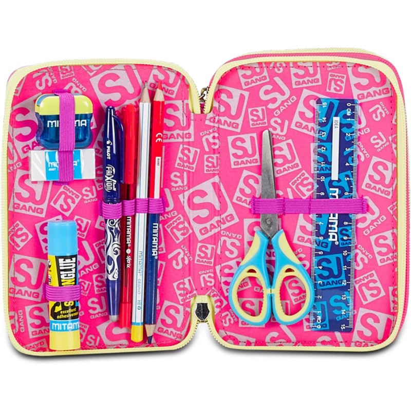 Astuccio 3 Zip Sj Gang Unicorn Led Girl