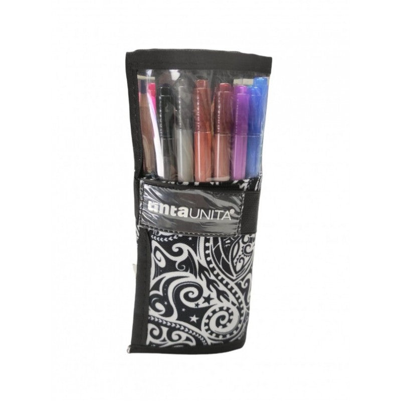 Astuccio Arrotolabile Tinta Unita 12 Pastelli Acquarellabili + 18 Pennarelli Duo Brush