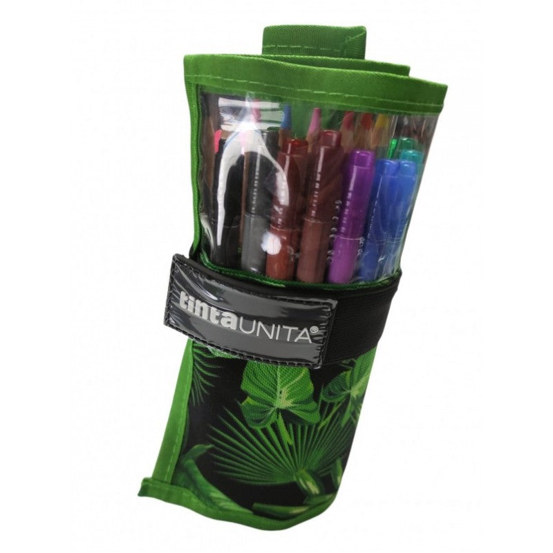 Astuccio Arrotolabile Tinta Unita 12 Pastelli Acquarellabili + 18 Pennarelli Duo Brush
