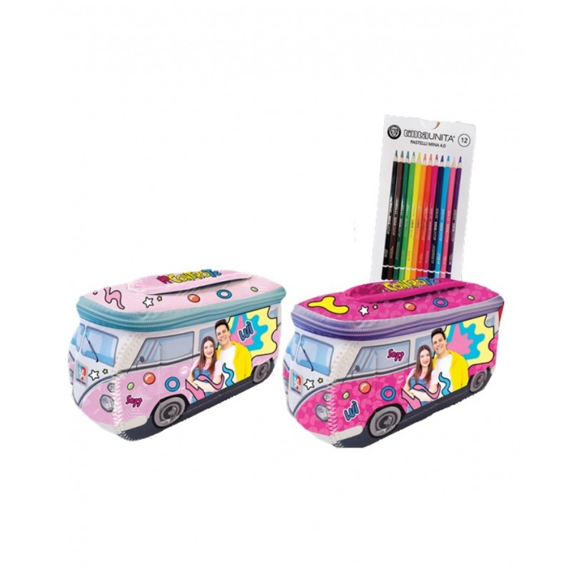 Astuccio Busta Pulmino Me Contro Te + 12 Pastelli Omaggio