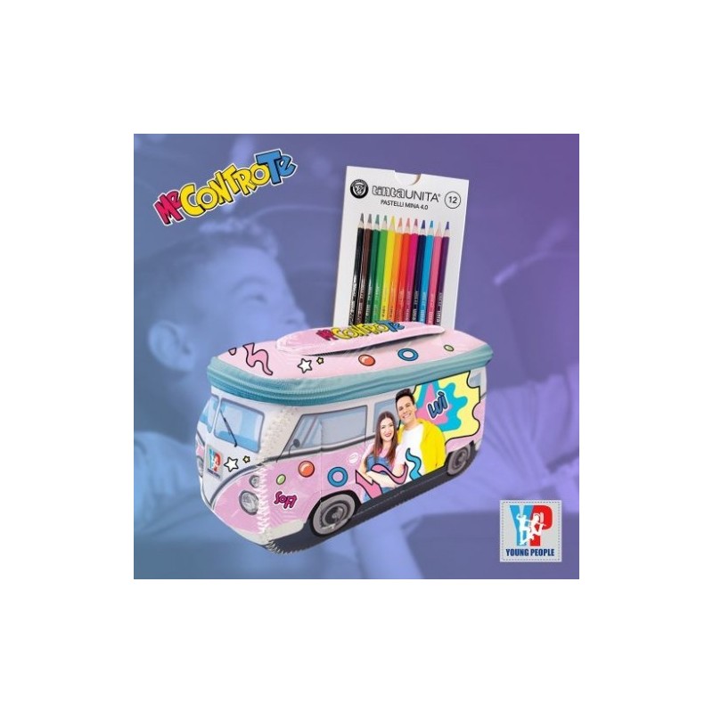 Astuccio Busta Pulmino Me Contro Te + 12 Pastelli Omaggio