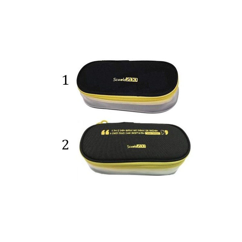 Astuccio Ovale Scuolazoo - Nero Giallo Con Lato Trasparente