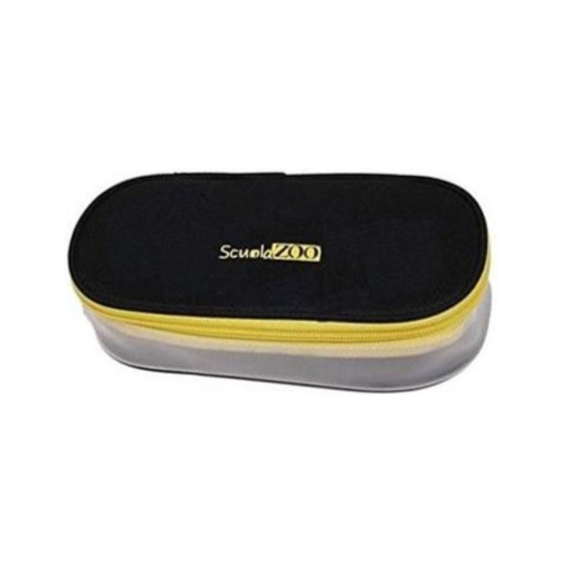 Astuccio Ovale Scuolazoo - Nero Giallo Con Lato Trasparente