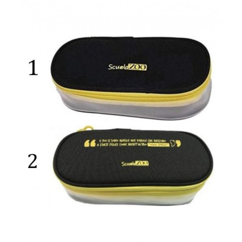 Astuccio Ovale Scuolazoo - Nero Giallo Con Lato Trasparente