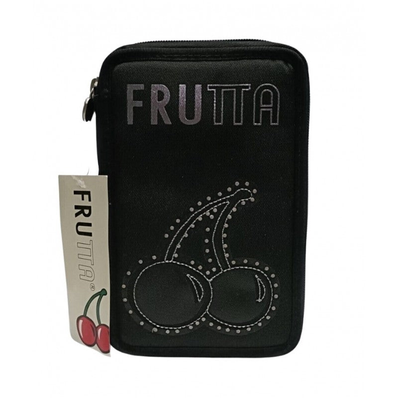Astuccio Scuola 3 Zip Frutta Nero