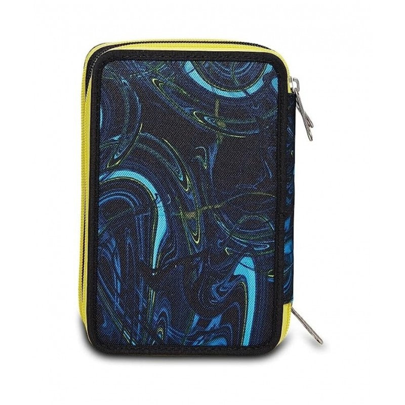 Astuccio Scuola 3 Zip Seven - Fluo Stamp, Multicolore - Attrezzato Con Matite, Pennarelli E Altro