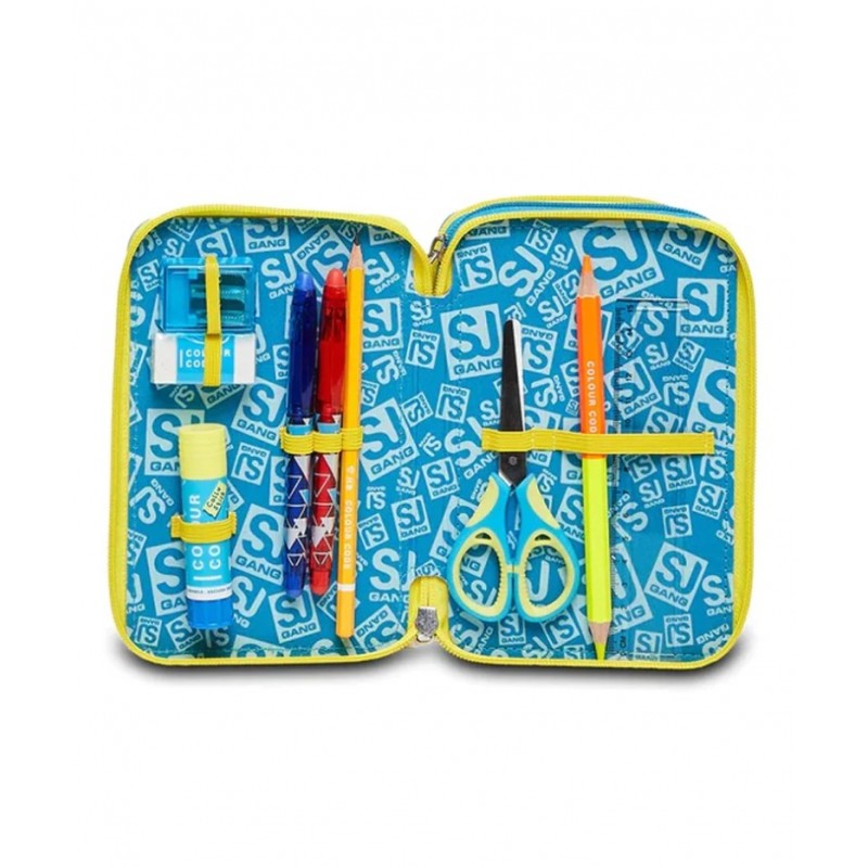 Astuccio Scuola 3 Zip Sj Gang, Sharken, Multicolore