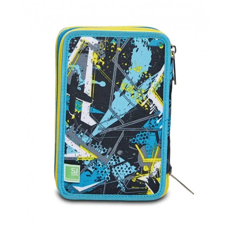 Astuccio Scuola 3 Zip Sj Gang, Sharken, Multicolore