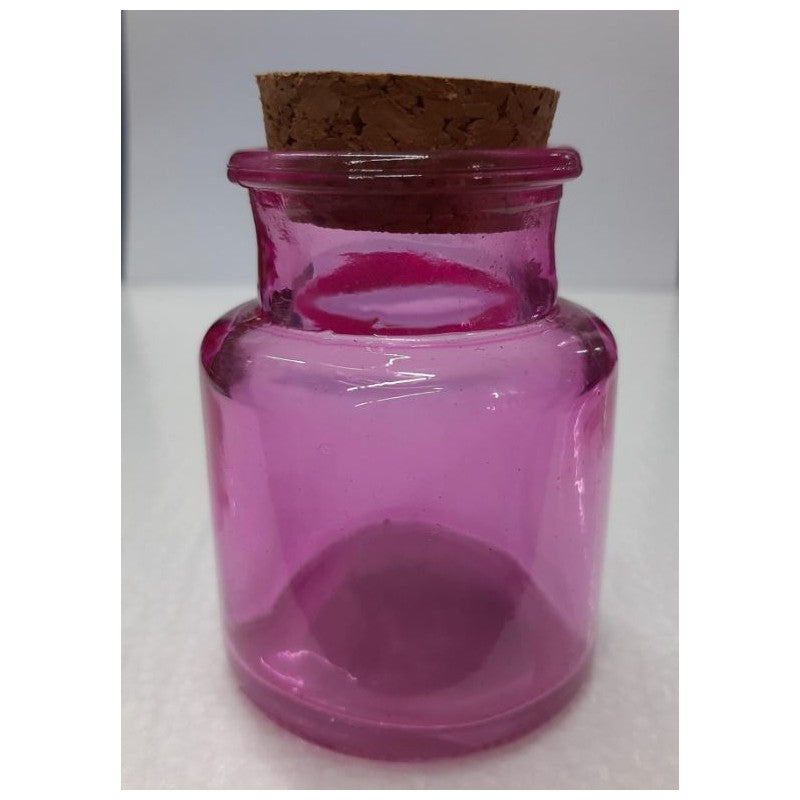 Barattolino Vetro Colorato Con Tappo Sughero - Fuxia