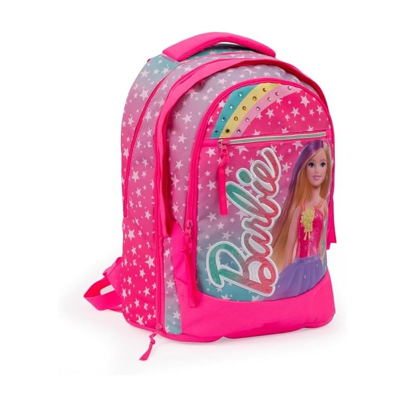 Barbie - Zaino Estensibile Round, Schienale Comfort Back,tasca Frontale E Interna,maniglia, Spallacci Imbottiti