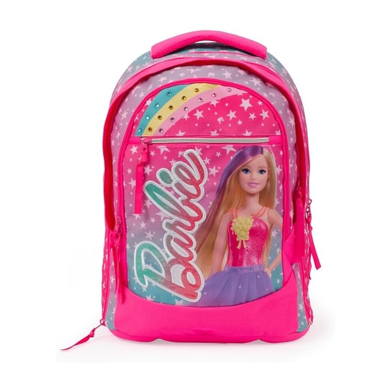 Barbie - Zaino Estensibile Round, Schienale Comfort Back,tasca Frontale E Interna,maniglia, Spallacci Imbottiti