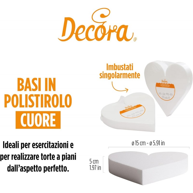 Base A Forma Di Cuore In Polistirolo Decora 15 X H 5 Cm