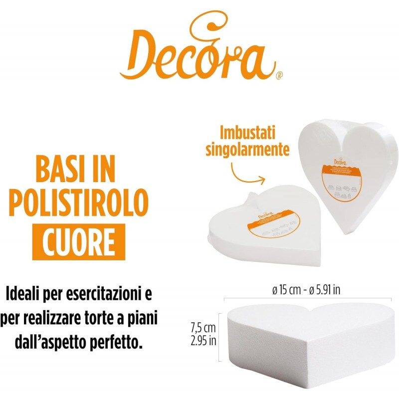Base A Forma Di Cuore In Polistirolo Decora 15 X H 7,5 Cm