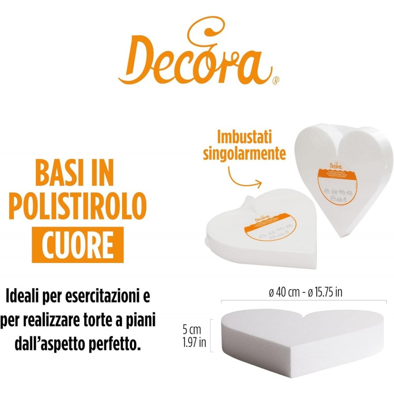 Base A Forma Di Cuore In Polistirolo Decora 40 X H 5 Cm