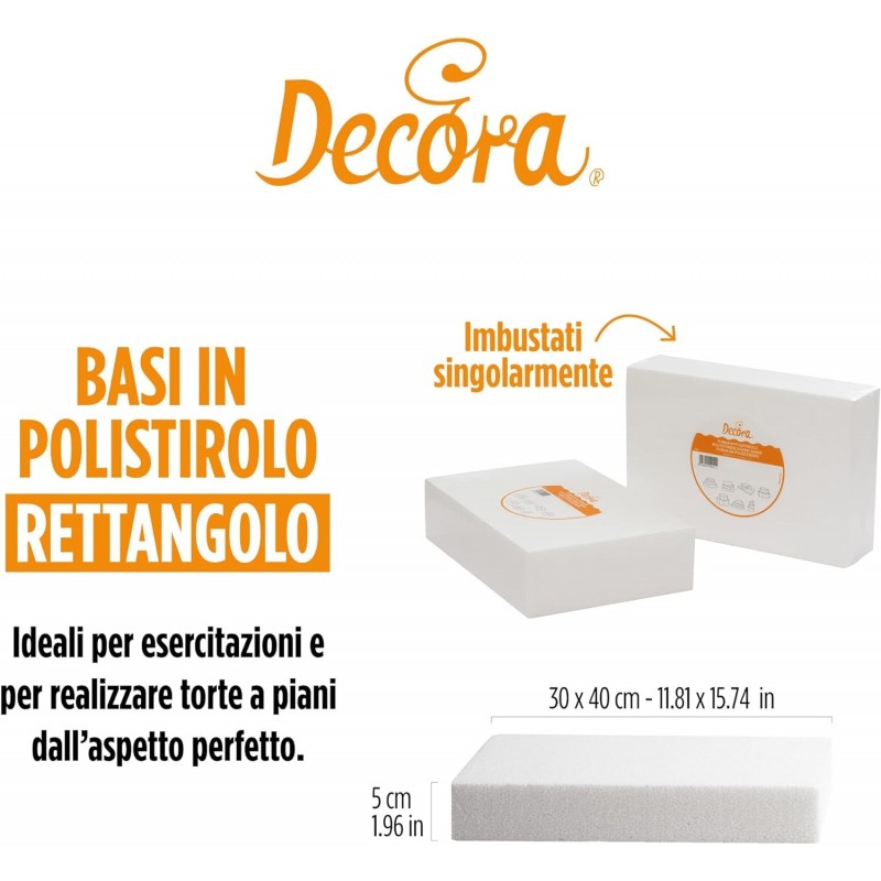 Base Rettangolare In Polistirolo Decora 30 X 40 X H 5 Cm