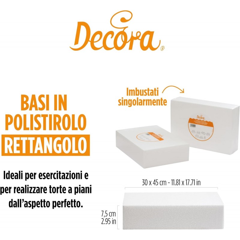 Base Rettangolare In Polistirolo Decora 30 X 45 X H 7,5 Cm