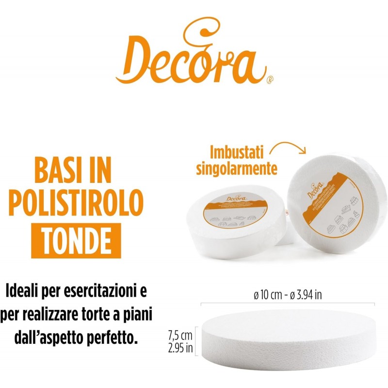 Base Tonda In Polistirolo Conf. 5pz Decora Ø 10 X H 7,5 Cm