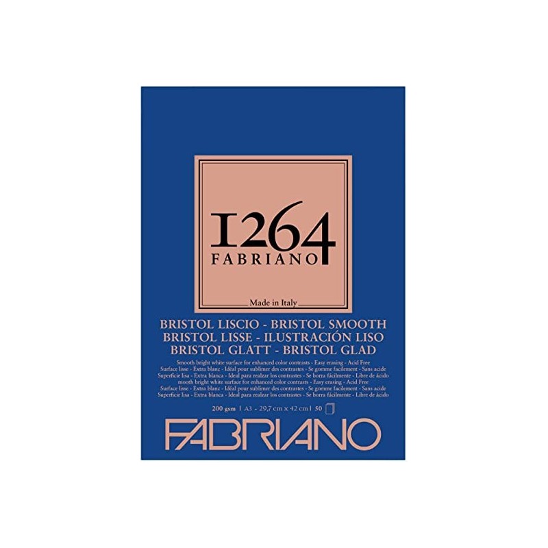 Blocco Bristol Fabriano 1264, 4 Incollati, A3