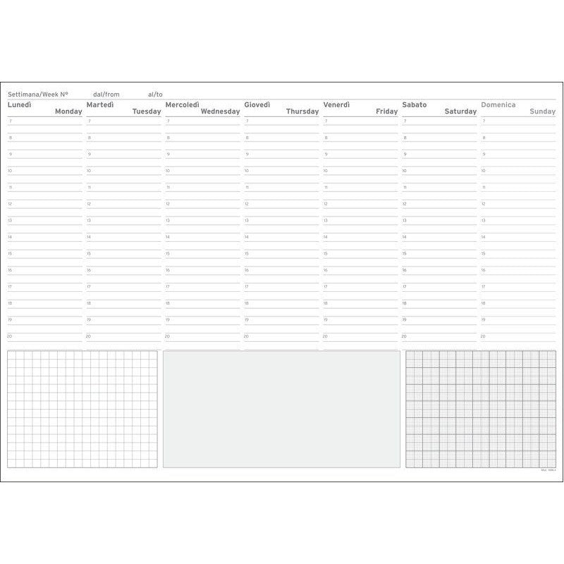 Blocco Da Tavolo Settimanale - Data Libera - 35x24 Cm - Domenica Intera - Con Spirale