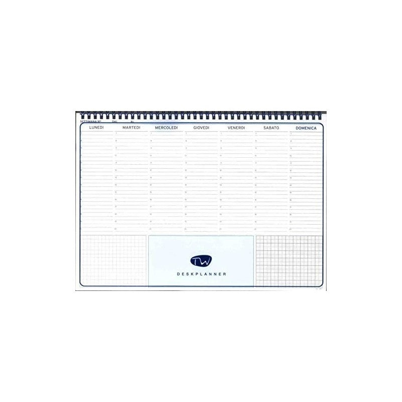 Blocco Da Tavolo Settimanale - Data Libera - 35x24 Cm - Domenica Intera - Con Spirale