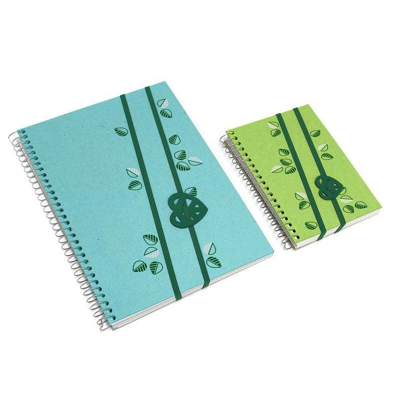 Blocco Notes Con Spirale Ed Elastico I Love Green 110 Fogli 18x25 Cm - Carta Riciclata - Colori Assortiti