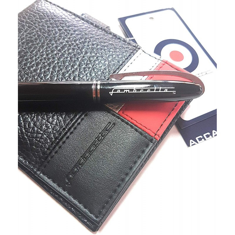 Block Notes Lambretta In Pelle Con Penna E Porta Carte