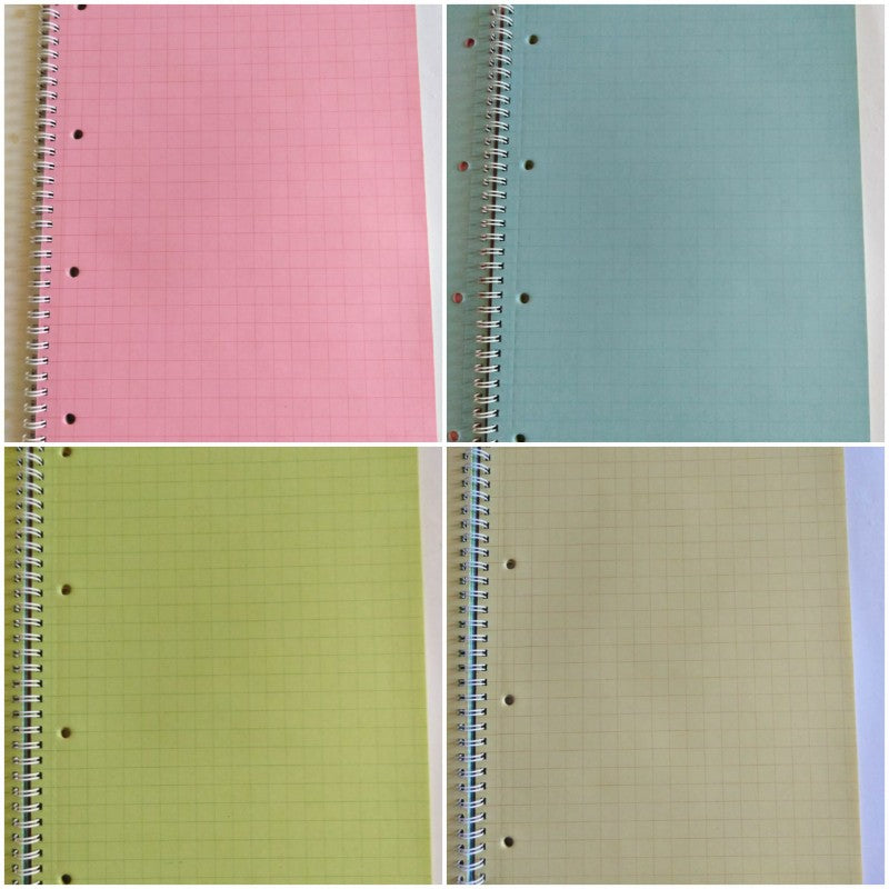 Block Notes Spiralato A4 Con 4 Fori, Fogli Colorati, Rigatura 10 Mm Su Un Solo Lato – Flex