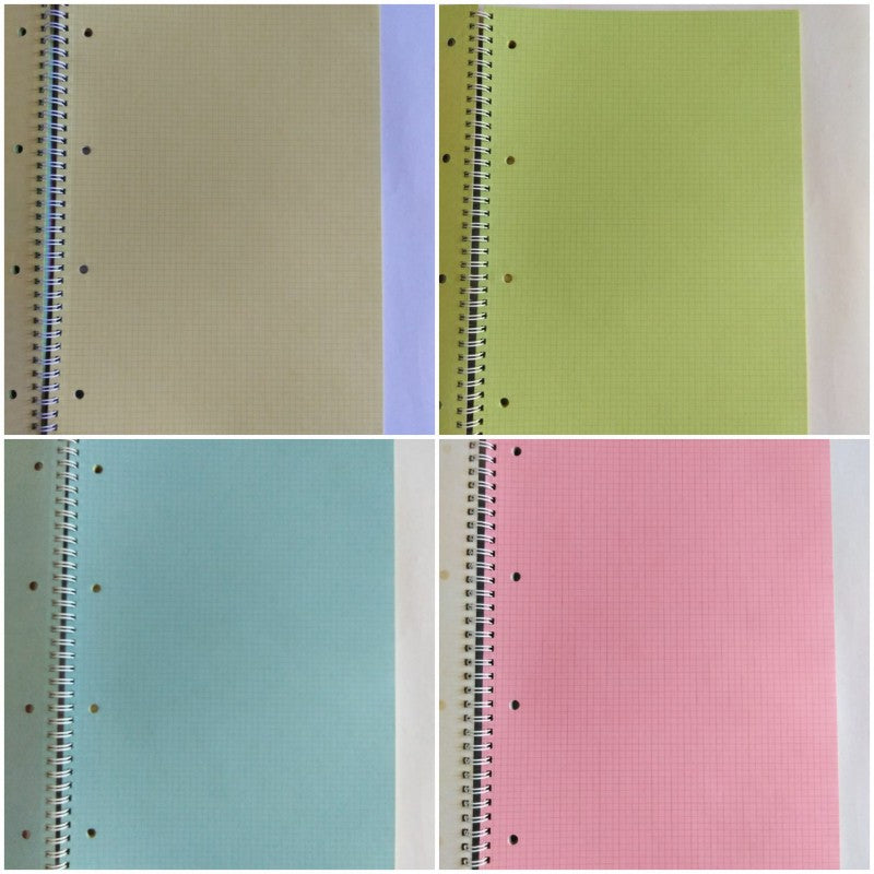 Block Notes Spiralato A4 Con 4 Fori, Fogli Colorati, Rigatura 4 Mm Su Un Solo Lato – Flex