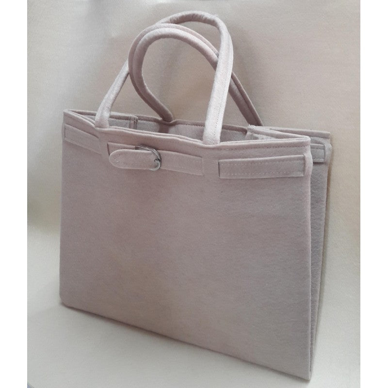 Borsa A Mano Angelb In Feltro Beige