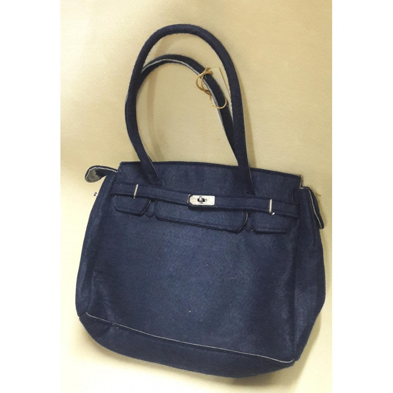 Borsa A Mano Con Zip Angelb In Feltro Blu