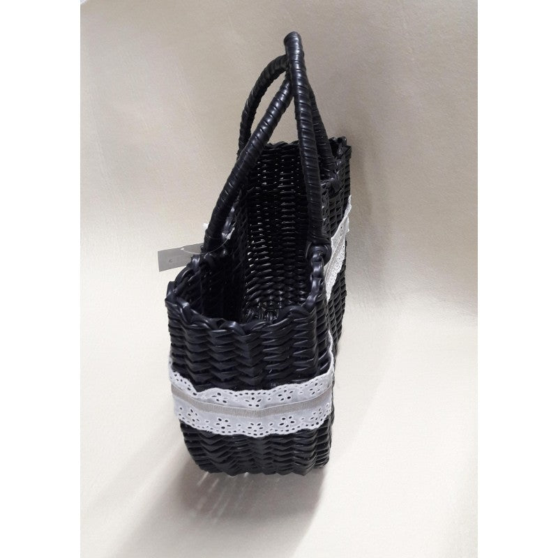 Borsa Di Plastica Intrecciata Nera