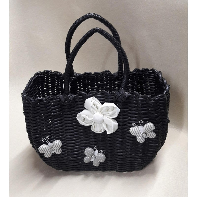 Borsa Di Plastica Intrecciata Nera