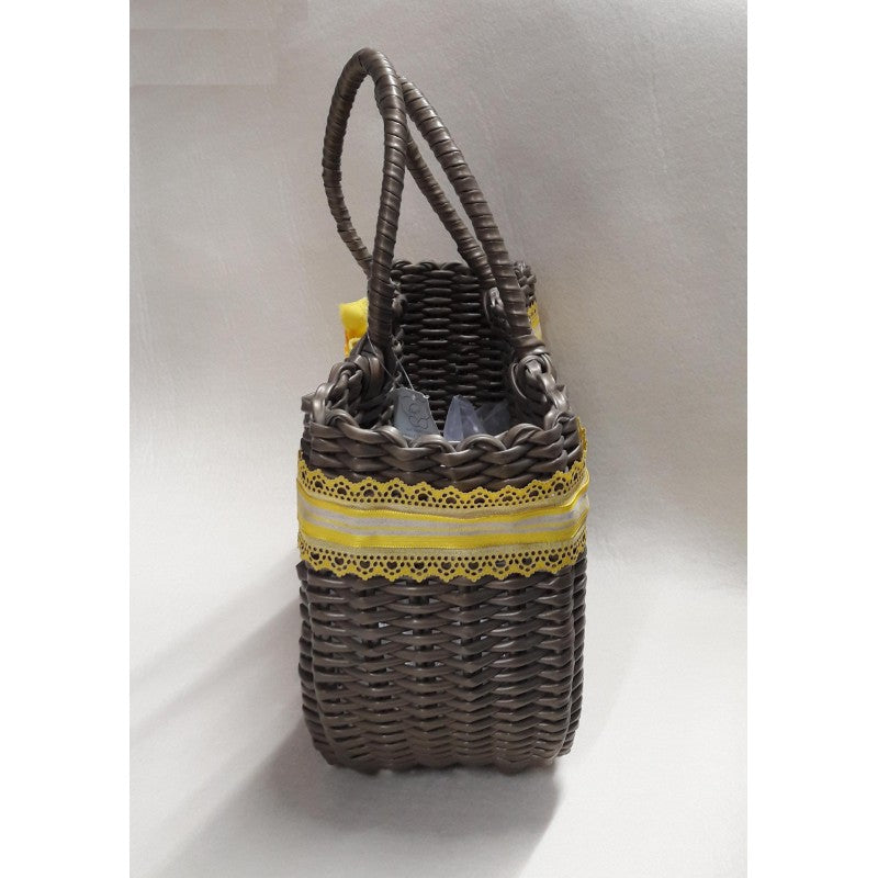 Borsa Di Plastica Intrecciata Oro Satinato