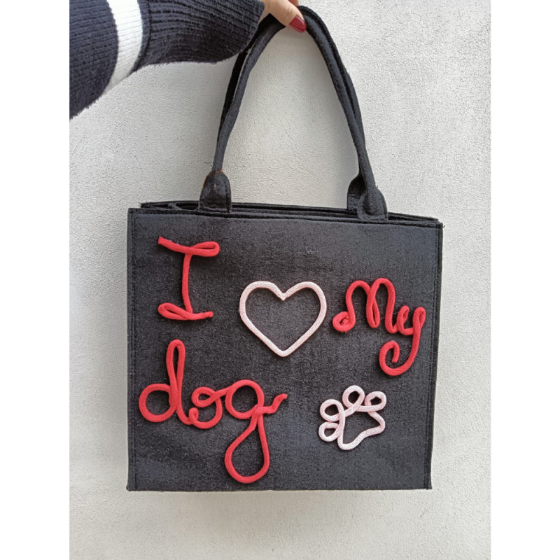 Borsa In Feltro "i Love My Dog"