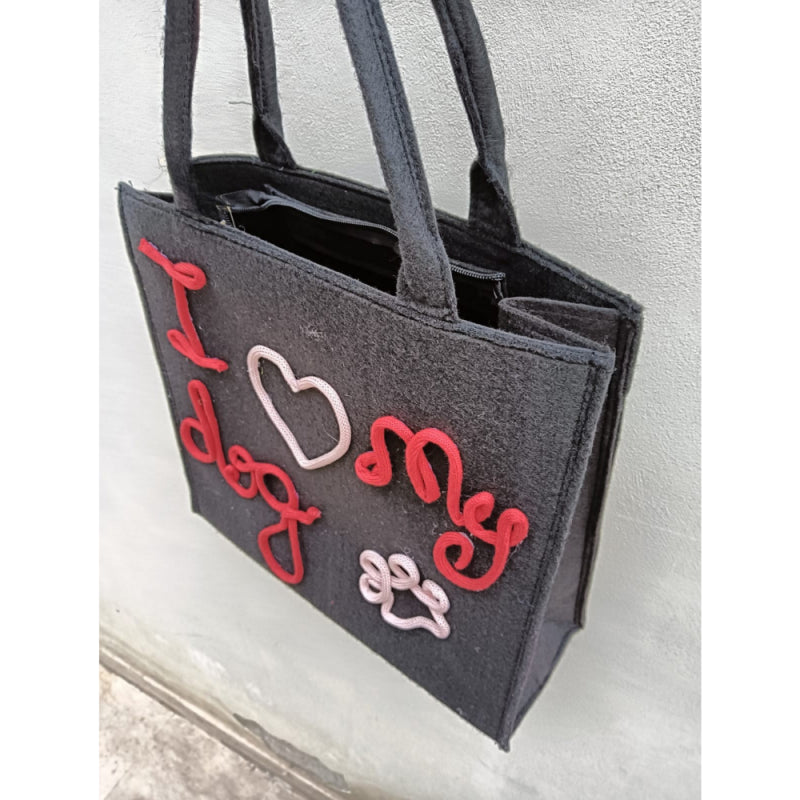 Borsa In Feltro "i Love My Dog"