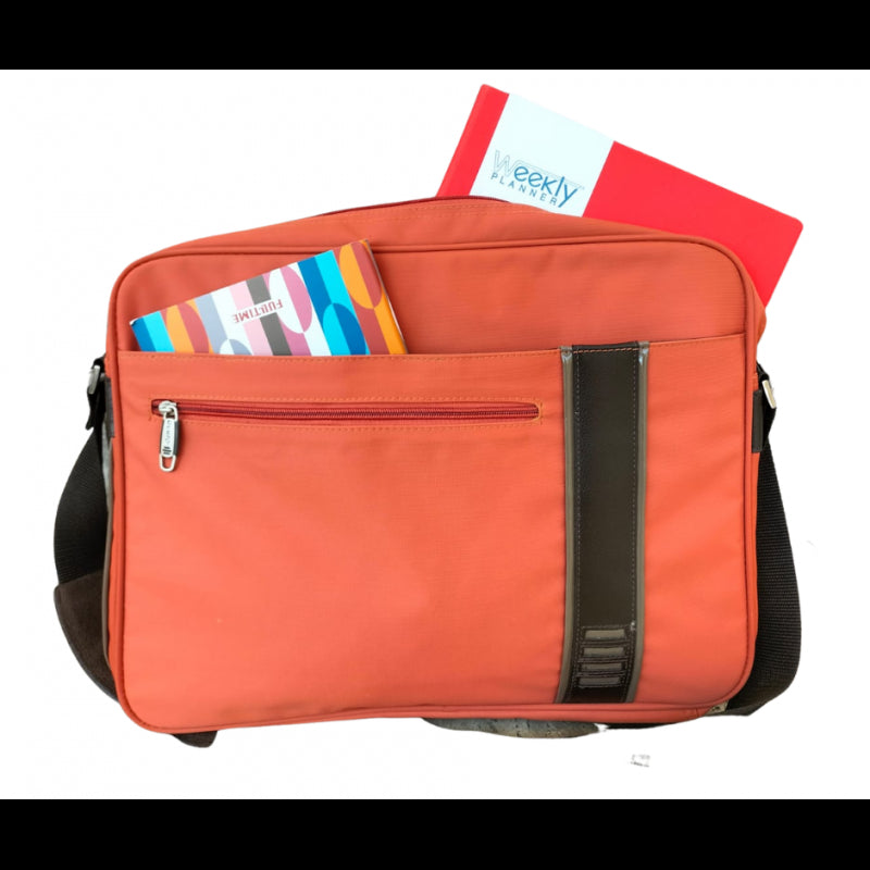 Borsa Intempo Porta Computer Con Zip – Arancione / Grigio