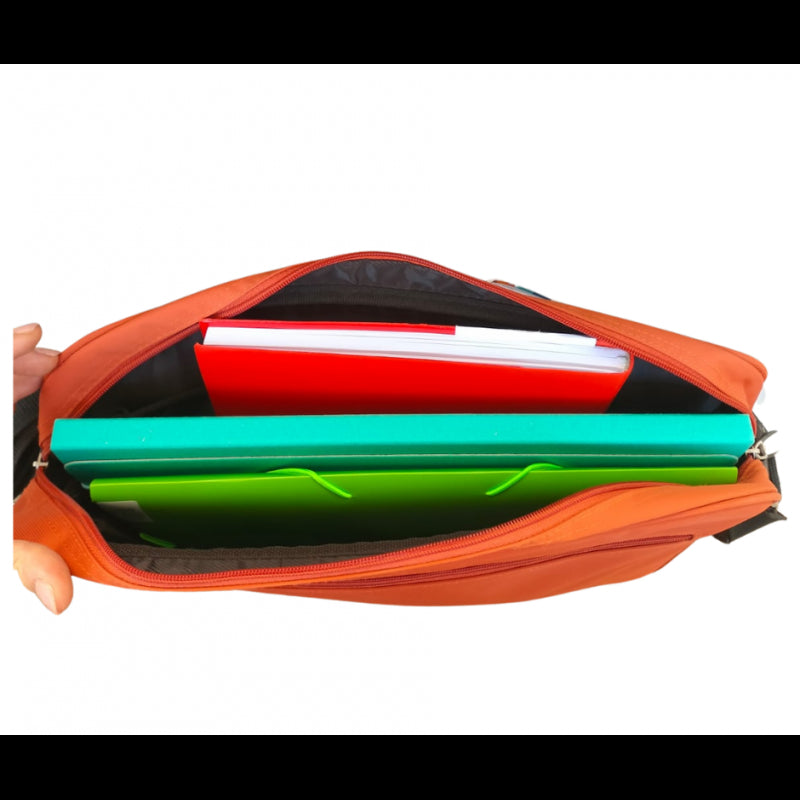 Borsa Intempo Porta Computer Con Zip – Arancione / Grigio