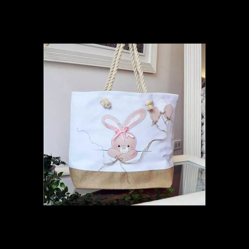 Borsa Spiaggia Stafil In Juta - Bianco