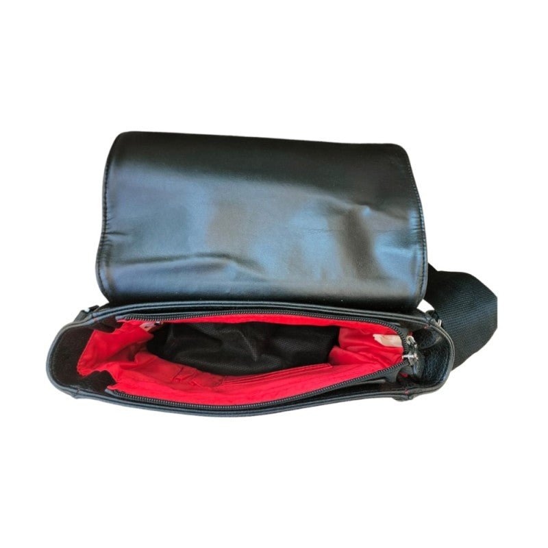 Borsa Tracolla Lambretta Regolabile E Con Chiusura Magnetica – Nero / Rosso