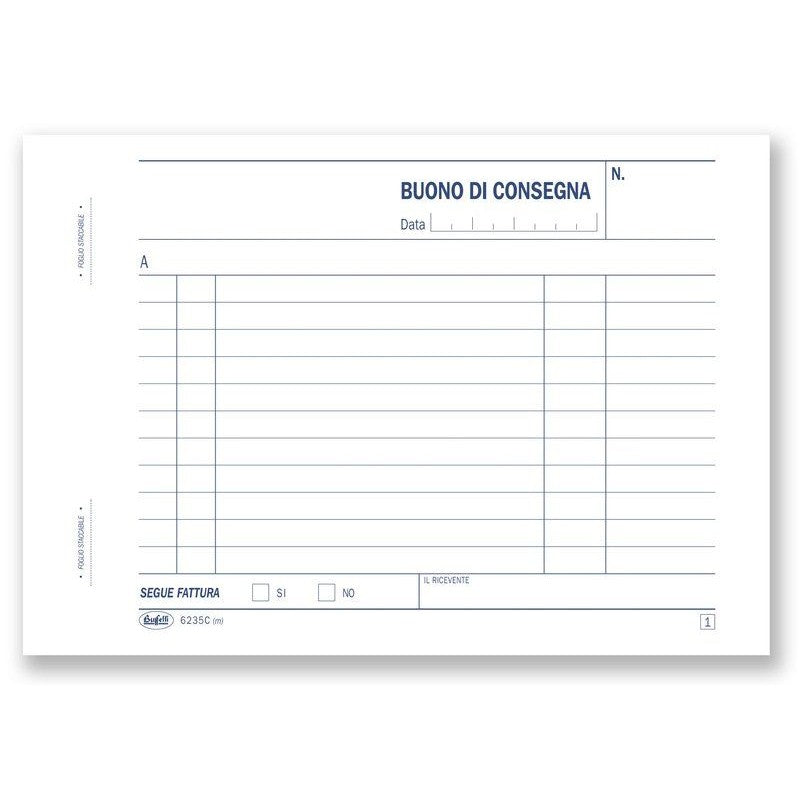 Buoni Di Consegna - Blocco 50/50 Fogli Autoricalcante - 11,5x16,5 Cm