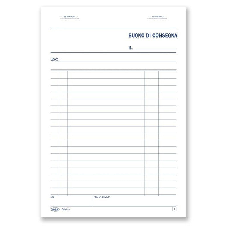 Buoni Di Consegna - Blocco 50/50 Fogli Autoricalcante - 21,5x14,8 Cm