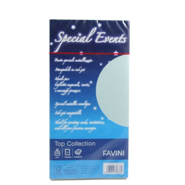 Buste metallizzate Favini Special Events, 10 buste,  120 g/m², formato 11x22 cm