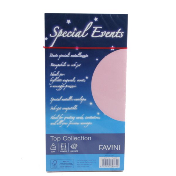 Buste metallizzate Favini Special Events, 10 buste,  120 g/m², formato 11x22 cm