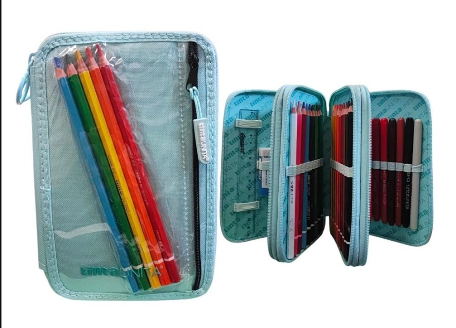 Astuccio 4 Zip Tinta Unita con Tasca